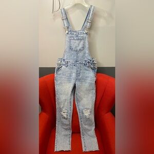 SO 90s straight leg dungarees with crochet knee detail - Size 12 Girls